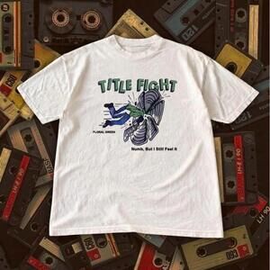 Title Fight Floral Green Numb But I Still Feel It White Shirt
